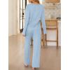 imageANRABESS Womens 2 Piece Lounge Pajama Sets Ribbed Long Sleeve Button Top Matching Pants Sleepwear PJ Set 2025 Fall OutfitsLight Blue