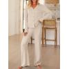 imageANRABESS Womens 2 Piece Lounge Pajama Sets Ribbed Long Sleeve Button Top Matching Pants Sleepwear PJ Set 2025 Fall OutfitsLight Khaki