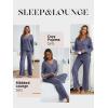 imageANRABESS Womens 2 Piece Lounge Pajama Sets Ribbed Long Sleeve Button Top Matching Pants Sleepwear PJ Set 2025 Fall OutfitsNavy Blue