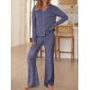imageANRABESS Womens 2 Piece Lounge Pajama Sets Ribbed Long Sleeve Button Top Matching Pants Sleepwear PJ Set 2025 Fall OutfitsNavy Blue