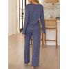 imageANRABESS Womens 2 Piece Lounge Pajama Sets Ribbed Long Sleeve Button Top Matching Pants Sleepwear PJ Set 2025 Fall OutfitsNavy Blue