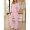 imageANRABESS Womens 2 Piece Lounge Pajama Sets Ribbed Long Sleeve Button Top Matching Pants Sleepwear PJ Set 2025 Fall OutfitsPink Yarrow