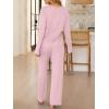 imageANRABESS Womens 2 Piece Lounge Pajama Sets Ribbed Long Sleeve Button Top Matching Pants Sleepwear PJ Set 2025 Fall OutfitsPink Yarrow