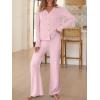 imageANRABESS Womens 2 Piece Lounge Pajama Sets Ribbed Long Sleeve Button Top Matching Pants Sleepwear PJ Set 2025 Fall OutfitsPink Yarrow