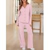 imageANRABESS Womens 2 Piece Lounge Pajama Sets Ribbed Long Sleeve Button Top Matching Pants Sleepwear PJ Set 2025 Fall OutfitsPink Yarrow