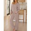 imageANRABESS Womens 2 Piece Lounge Pajama Sets Ribbed Long Sleeve Button Top Matching Pants Sleepwear PJ Set 2025 Fall OutfitsTan