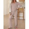 imageANRABESS Womens 2 Piece Lounge Pajama Sets Ribbed Long Sleeve Button Top Matching Pants Sleepwear PJ Set 2025 Fall OutfitsTan