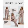imageANRABESS Womens 2 Piece Lounge Pajama Sets Ribbed Long Sleeve Button Top Matching Pants Sleepwear PJ Set 2025 Fall OutfitsTan