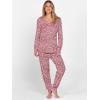imageANRABESS Womens 2 Piece Outfits Pajama Sets Long Sleeve Henley Tops Sweatpants Matching Lounge Set 2025 Fall Pj SleepwearPink Dot Floral