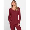 imageANRABESS Womens 2 Piece Outfits Pajama Sets Long Sleeve Henley Tops Sweatpants Matching Lounge Set 2025 Fall Pj SleepwearWine Red