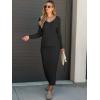 imageANRABESS Womens 2 Piece Outfits Sweater Skirt Sets Casual Long Sleeve V Neck Ribbed Knit Tops Midi Dress 2025 Fall FashionBlack