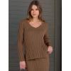 imageANRABESS Womens 2 Piece Outfits Sweater Skirt Sets Casual Long Sleeve V Neck Ribbed Knit Tops Midi Dress 2025 Fall FashionBrown