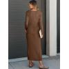 imageANRABESS Womens 2 Piece Outfits Sweater Skirt Sets Casual Long Sleeve V Neck Ribbed Knit Tops Midi Dress 2025 Fall FashionBrown