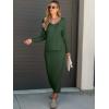 imageANRABESS Womens 2 Piece Outfits Sweater Skirt Sets Casual Long Sleeve V Neck Ribbed Knit Tops Midi Dress 2025 Fall FashionDark Green