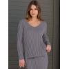 imageANRABESS Womens 2 Piece Outfits Sweater Skirt Sets Casual Long Sleeve V Neck Ribbed Knit Tops Midi Dress 2025 Fall FashionGray Purple