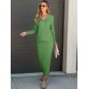 imageANRABESS Womens 2 Piece Outfits Sweater Skirt Sets Casual Long Sleeve V Neck Ribbed Knit Tops Midi Dress 2025 Fall FashionGreen