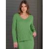 imageANRABESS Womens 2 Piece Outfits Sweater Skirt Sets Casual Long Sleeve V Neck Ribbed Knit Tops Midi Dress 2025 Fall FashionGreen