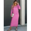 imageANRABESS Womens 2 Piece Outfits Sweater Skirt Sets Casual Long Sleeve V Neck Ribbed Knit Tops Midi Dress 2025 Fall FashionHot Pink