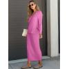 imageANRABESS Womens 2 Piece Outfits Sweater Skirt Sets Casual Long Sleeve V Neck Ribbed Knit Tops Midi Dress 2025 Fall FashionHot Pink