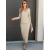 imageANRABESS Womens 2 Piece Outfits Sweater Skirt Sets Casual Long Sleeve V Neck Ribbed Knit Tops Midi Dress 2025 Fall FashionKhaki
