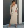 imageANRABESS Womens 2 Piece Outfits Sweater Skirt Sets Casual Long Sleeve V Neck Ribbed Knit Tops Midi Dress 2025 Fall FashionKhaki