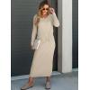 imageANRABESS Womens 2 Piece Outfits Sweater Skirt Sets Casual Long Sleeve V Neck Ribbed Knit Tops Midi Dress 2025 Fall FashionKhaki