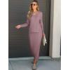 imageANRABESS Womens 2 Piece Outfits Sweater Skirt Sets Casual Long Sleeve V Neck Ribbed Knit Tops Midi Dress 2025 Fall FashionLight Purple