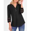 imageANRABESS Womens 34 Length Lace Sleeve Tops Henley V Neck Shirts Dressy Casual Business Blouses 2025 Fall TShirts OutfitsBlack
