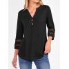imageANRABESS Womens 34 Length Lace Sleeve Tops Henley V Neck Shirts Dressy Casual Business Blouses 2025 Fall TShirts OutfitsBlack