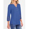 imageANRABESS Womens 34 Length Lace Sleeve Tops Henley V Neck Shirts Dressy Casual Business Blouses 2025 Fall TShirts OutfitsBlue