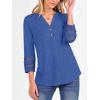 imageANRABESS Womens 34 Length Lace Sleeve Tops Henley V Neck Shirts Dressy Casual Business Blouses 2025 Fall TShirts OutfitsBlue