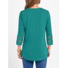 imageANRABESS Womens 34 Length Lace Sleeve Tops Henley V Neck Shirts Dressy Casual Business Blouses 2025 Fall TShirts OutfitsCyan Green