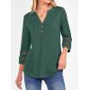 imageANRABESS Womens 34 Length Lace Sleeve Tops Henley V Neck Shirts Dressy Casual Business Blouses 2025 Fall TShirts OutfitsForest Green