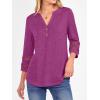 imageANRABESS Womens 34 Length Lace Sleeve Tops Henley V Neck Shirts Dressy Casual Business Blouses 2025 Fall TShirts OutfitsFuchsia