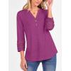 imageANRABESS Womens 34 Length Lace Sleeve Tops Henley V Neck Shirts Dressy Casual Business Blouses 2025 Fall TShirts OutfitsFuchsia