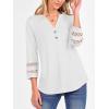 imageANRABESS Womens 34 Length Lace Sleeve Tops Henley V Neck Shirts Dressy Casual Business Blouses 2025 Fall TShirts OutfitsWhite