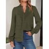 imageANRABESS Womens Button Down Shirts Long Sleeve Pleated Flowy Blouses Work Business Casual Dressy Tops 2025 Fall OutfitsArmy Green