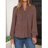 imageANRABESS Womens Button Down Shirts Long Sleeve Pleated Flowy Blouses Work Business Casual Dressy Tops 2025 Fall OutfitsBrown