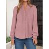imageANRABESS Womens Button Down Shirts Long Sleeve Pleated Flowy Blouses Work Business Casual Dressy Tops 2025 Fall OutfitsPink