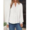 imageANRABESS Womens Button Down Shirts Long Sleeve Pleated Flowy Blouses Work Business Casual Dressy Tops 2025 Fall OutfitsWhite