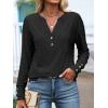 imageANRABESS Womens Eyelet Tops Long Sleeve Henley Shirts Business Dressy Casual Blouse Vacation TShirt 2025 Fall OutfitsBlack