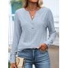 imageANRABESS Womens Eyelet Tops Long Sleeve Henley Shirts Business Dressy Casual Blouse Vacation TShirt 2025 Fall OutfitsLight Blue