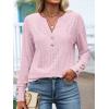 imageANRABESS Womens Eyelet Tops Long Sleeve Henley Shirts Business Dressy Casual Blouse Vacation TShirt 2025 Fall OutfitsLight Pink
