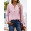 imageANRABESS Womens Eyelet Tops Long Sleeve Henley Shirts Business Dressy Casual Blouse Vacation TShirt 2025 Fall OutfitsLight Pink