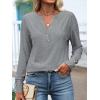 imageANRABESS Womens Eyelet Tops Long Sleeve Henley Shirts Business Dressy Casual Blouse Vacation TShirt 2025 Fall OutfitsSilver Grey