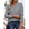 imageANRABESS Womens Eyelet Tops Long Sleeve Henley Shirts Business Dressy Casual Blouse Vacation TShirt 2025 Fall OutfitsSilver Grey
