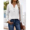 imageANRABESS Womens Eyelet Tops Long Sleeve Henley Shirts Business Dressy Casual Blouse Vacation TShirt 2025 Fall OutfitsWhite