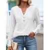 imageANRABESS Womens Eyelet Tops Long Sleeve Henley Shirts Business Dressy Casual Blouse Vacation TShirt 2025 Fall OutfitsWhite