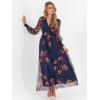 imageANRABESS Womens Floral Maxi Dress 2025 Fall V Neck Puff Long Sleeve Flowy Casual Wedding Guest Tee Party Tulle DressesBrown Floral Dark Blue
