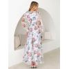 imageANRABESS Womens Floral Maxi Dress 2025 Fall V Neck Puff Long Sleeve Flowy Casual Wedding Guest Tee Party Tulle DressesPink Peony White